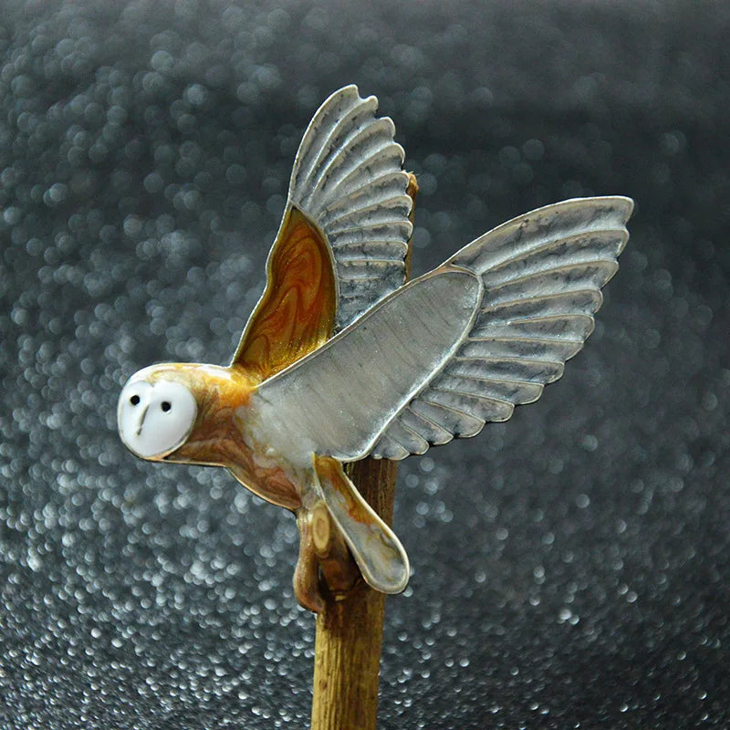 Enamel Owl Brooch