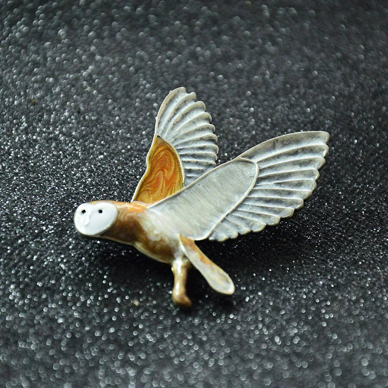 Enamel Owl Brooch