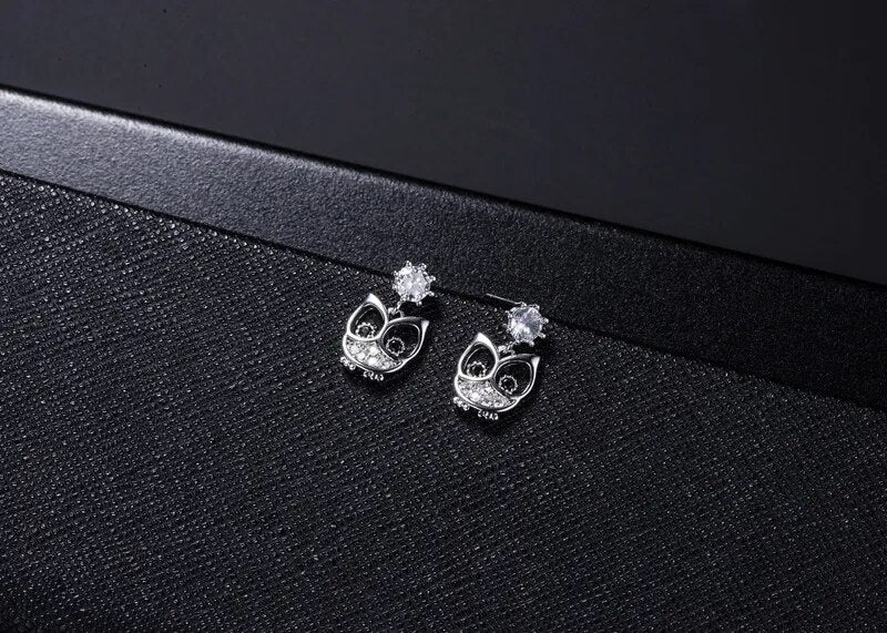 Silver Owl Earrings Studs