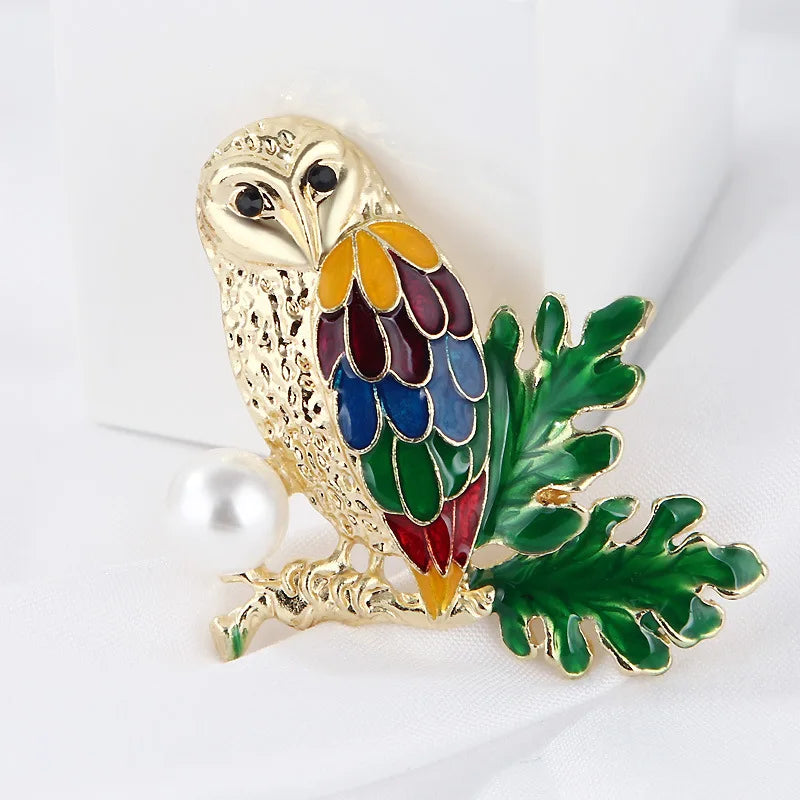 Cloisonne Owl Brooch