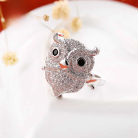 Thumbnail for Sparkling Silver Owl Ring