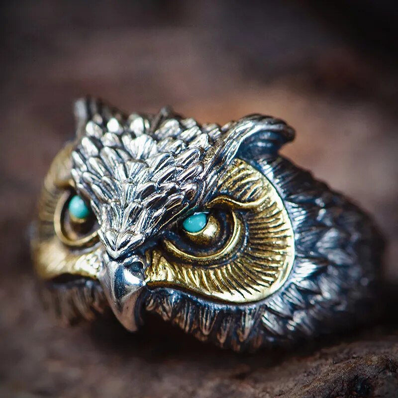 Owl Head Ring Blue eyes