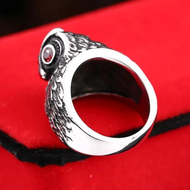 Owl Garnet Ring