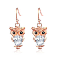 Thumbnail for Owl Crystal Earrings Rose Gold
