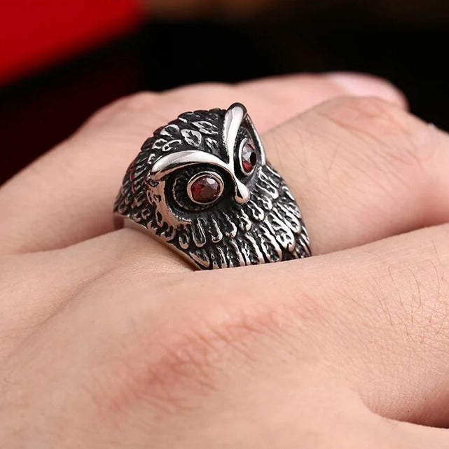 Owl Garnet Ring