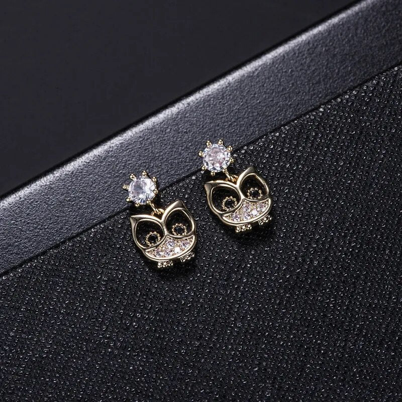 Silver Owl Earrings Studs