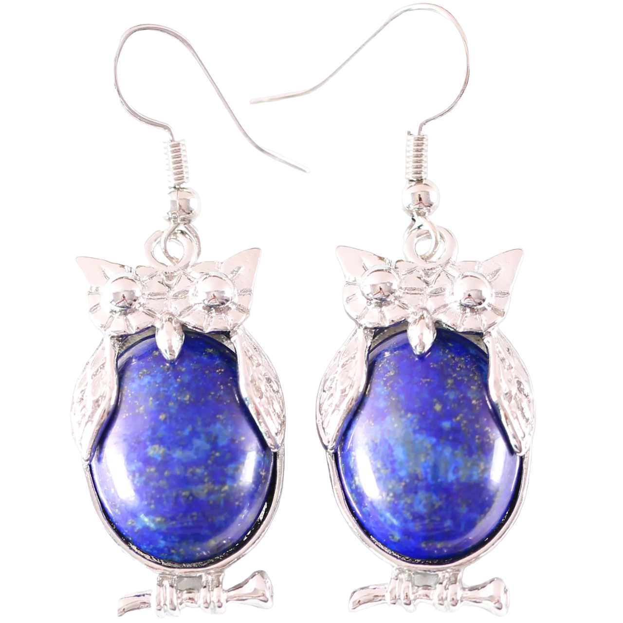 Owl Earrings With Blue Stones