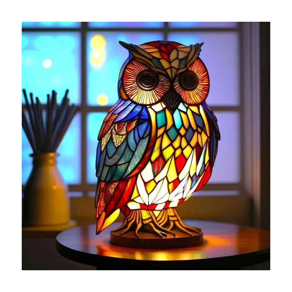 Owl Stained Glass Lamp