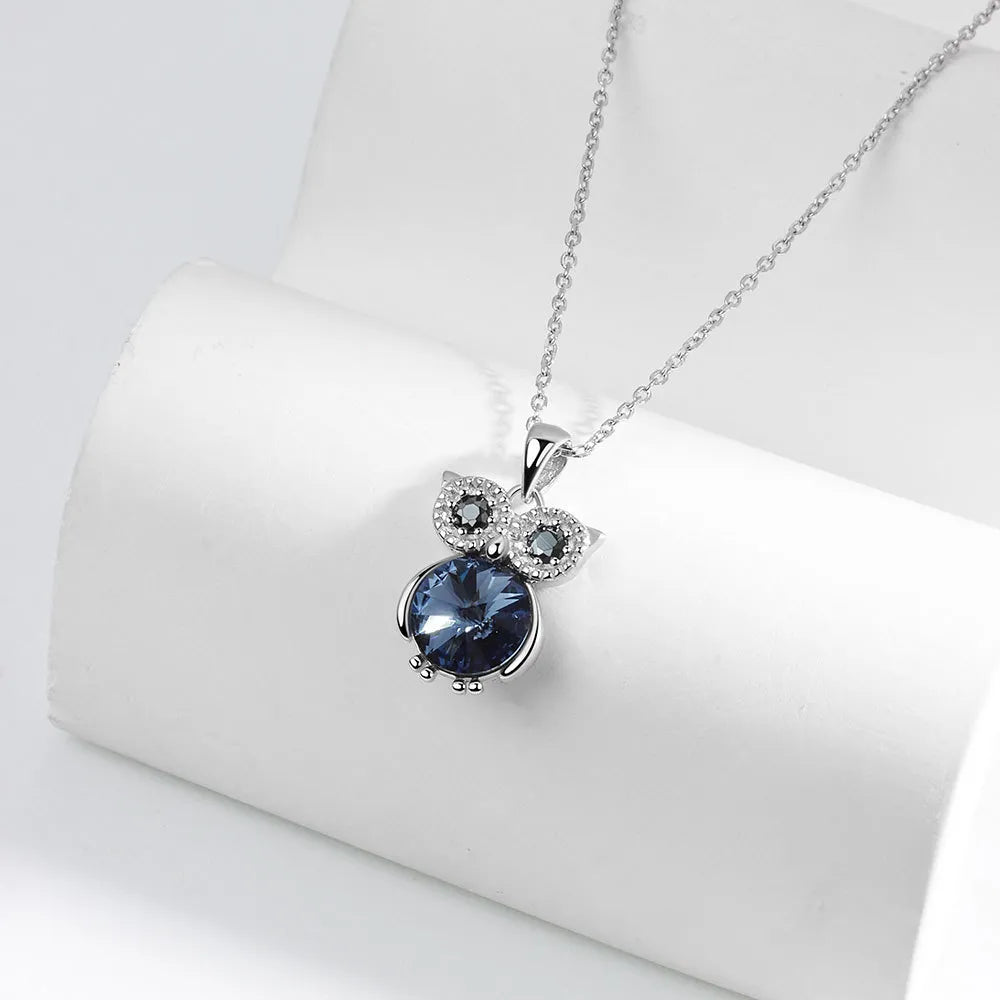 Owl Diamond Necklace (Silver)