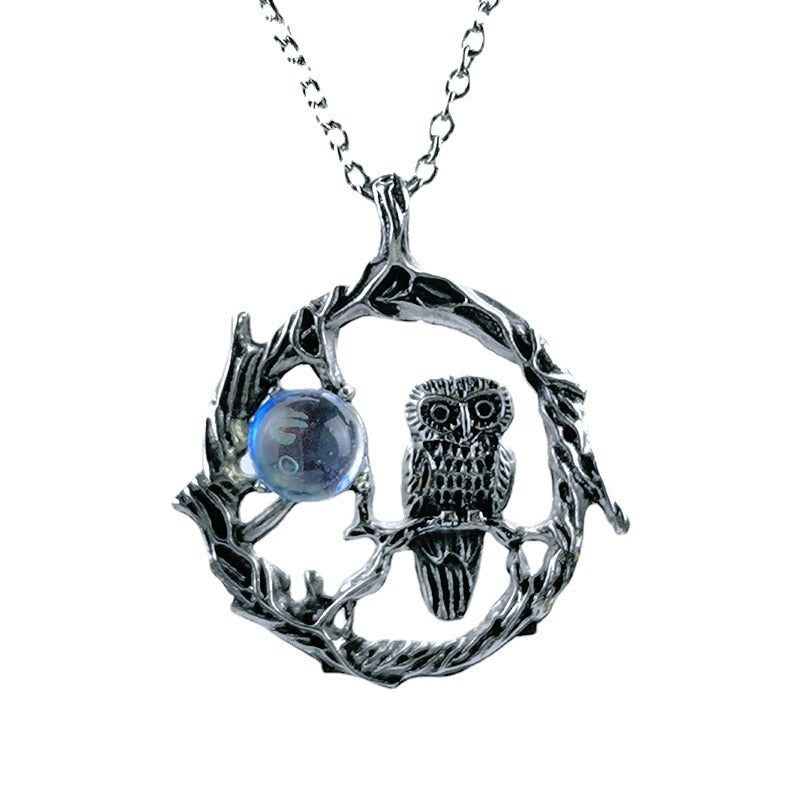 Owl Necklace Moonstone