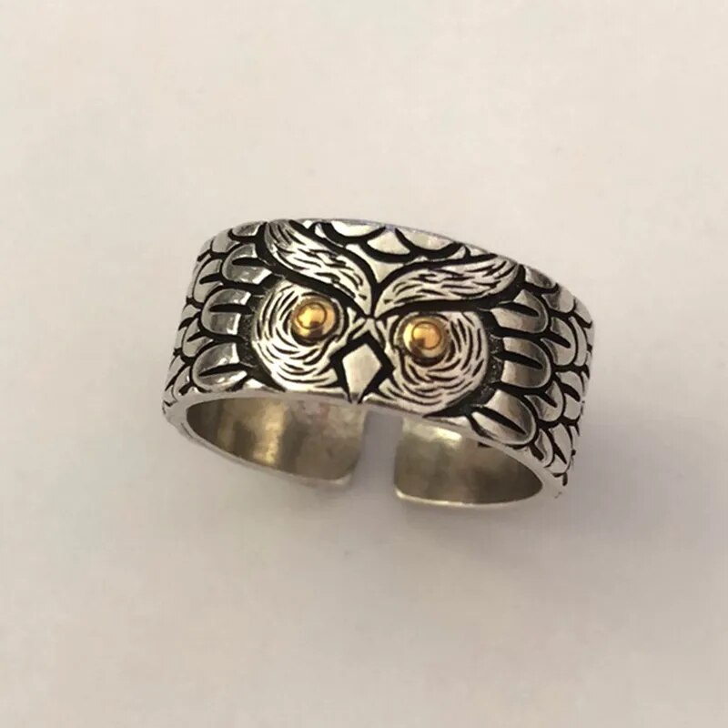 Engraved Owl Ring