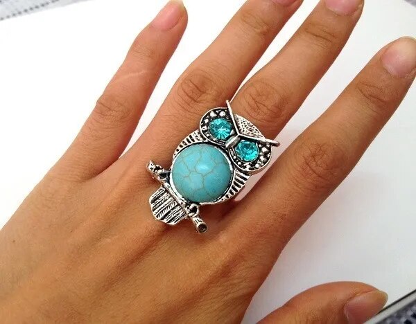 Owl Turquoise Ring