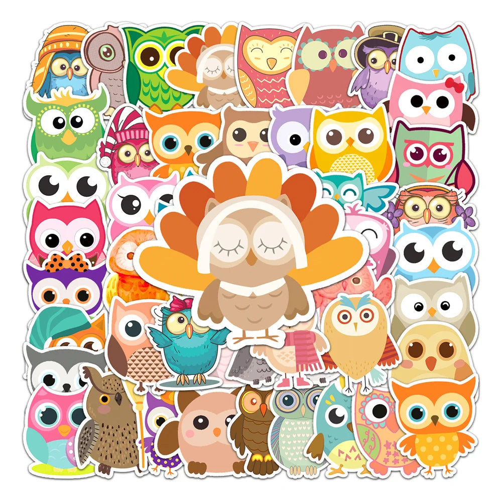 Colorful Owl Stickers Set