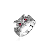 Thumbnail for Silver Owl Ring Ruby Eyes