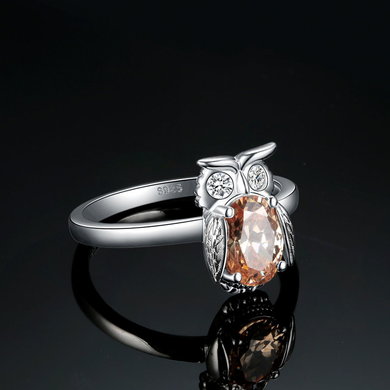 Owl Gemstone Ring (Silver)