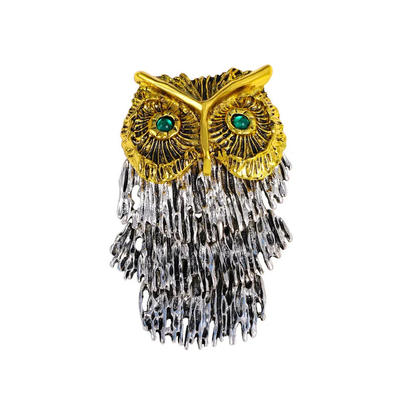 Vintage Owl Brooch Gold
