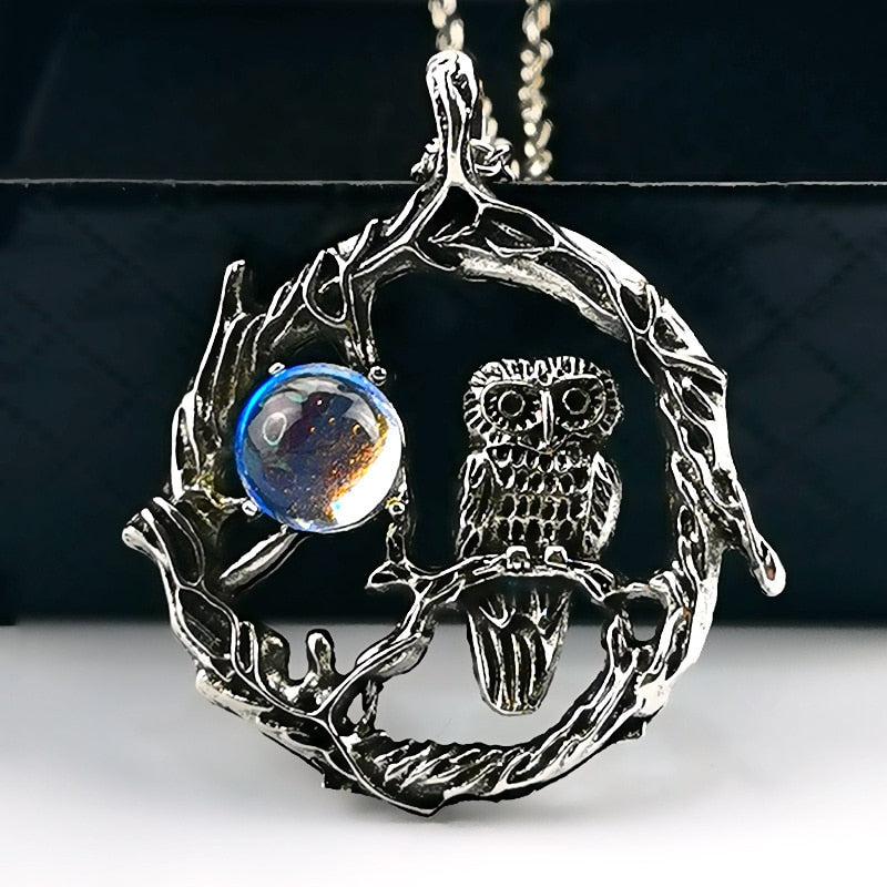 Owl Necklace Moonstone