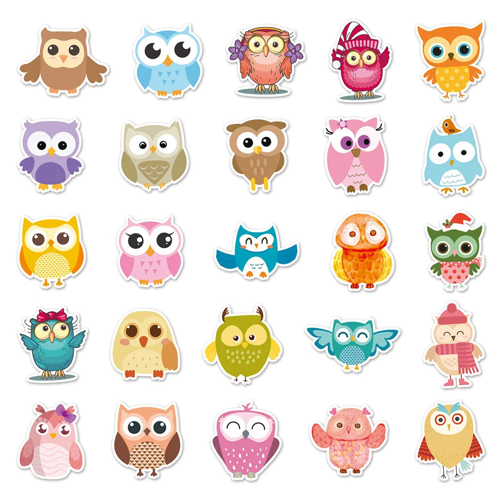 Colorful Owl Stickers Set