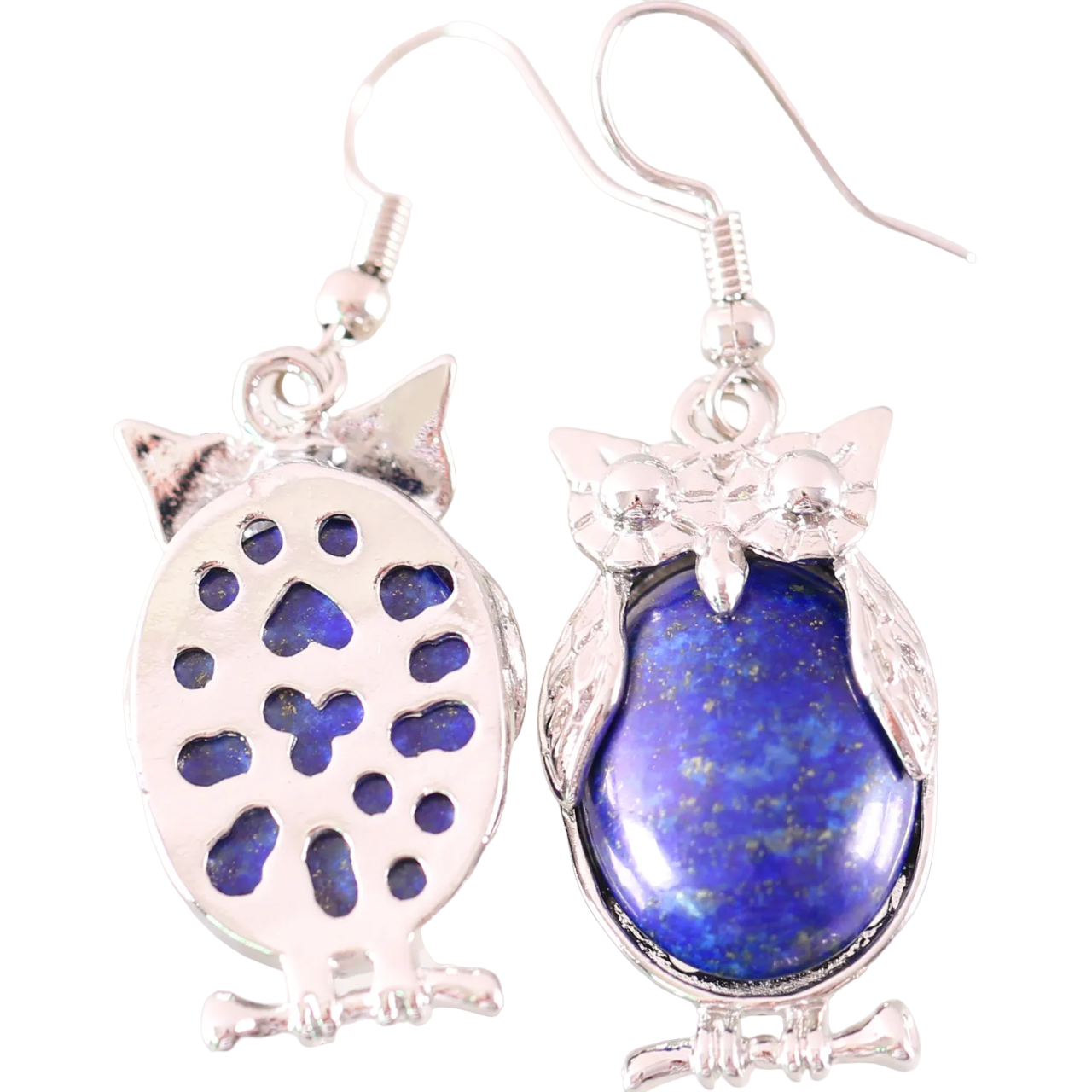 Owl Earrings With Blue Stones
