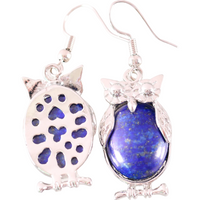 Thumbnail for Owl Earrings With Blue Stones