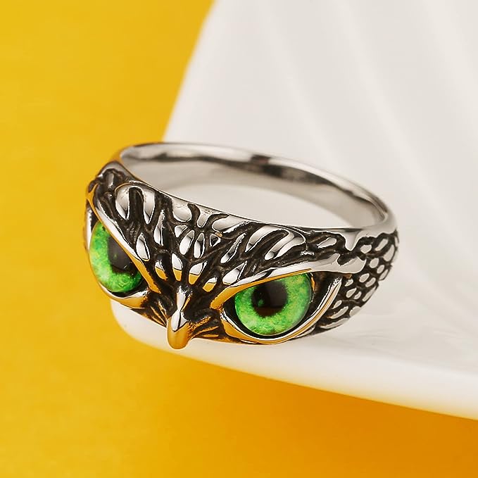 Green Eyed Owl Ring